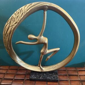 Dancing Woman Paravati Twirl Abstract Metal Sculpture Mounted On Marble Base
